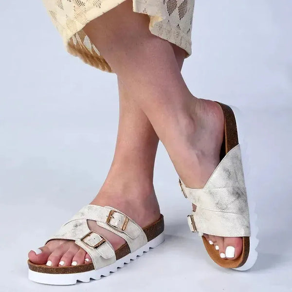 Julz Megan Leather Sandal - Champagne