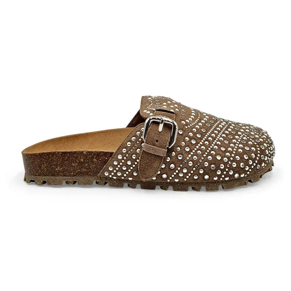 Julz Nahle Diamante Leather Mule - Hazelnut