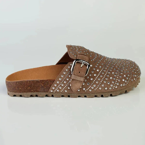 Julz Nahle Diamante Leather Mule - Hazelnut
