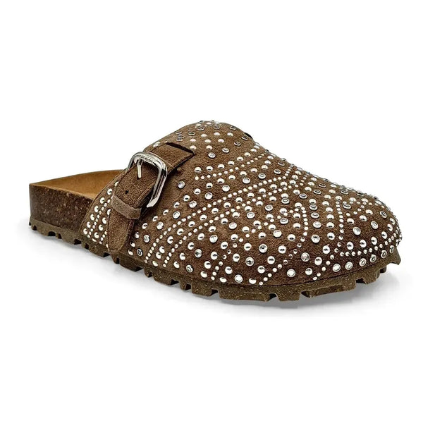 Julz Nahle Diamante Leather Mule - Hazelnut