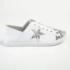 Julz Nicki Leather Sneaker With Star Detail -White/Silver