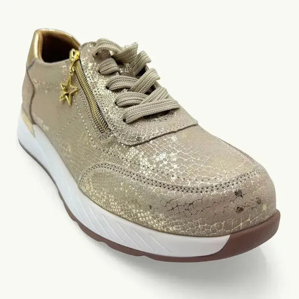 Julz Nina Suede Leather Sneaker - Gold Snake