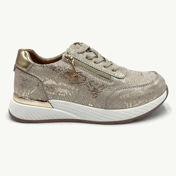 Julz Nina Suede Leather Sneaker - Gold Snake