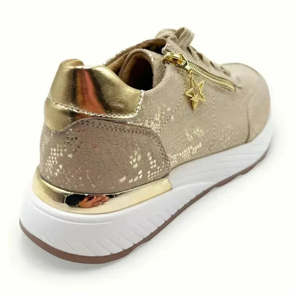 Julz Nina Suede Leather Sneaker - Gold Snake