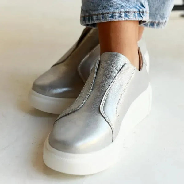 Julz Serena Leather Sneaker - Silver