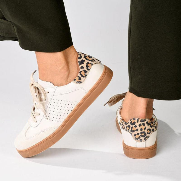 Julz Tamara Leather Leopard Sneaker - Beige / Leopard Scalloped-Julz-Buy shoes online