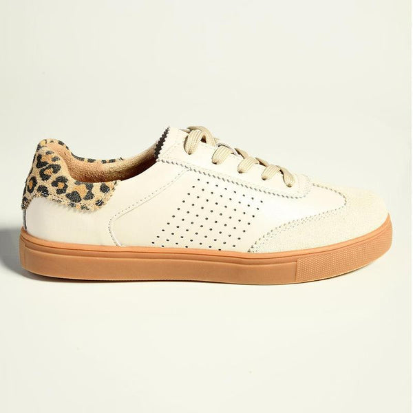 Julz Tamara Leather Leopard Sneaker - Beige / Leopard Scalloped-Julz-Buy shoes online