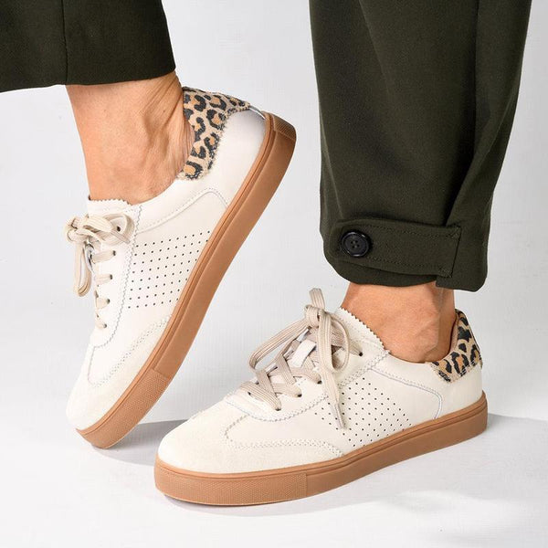 Julz Tamara Leather Leopard Sneaker - Beige / Leopard Scalloped-Julz-Buy shoes online