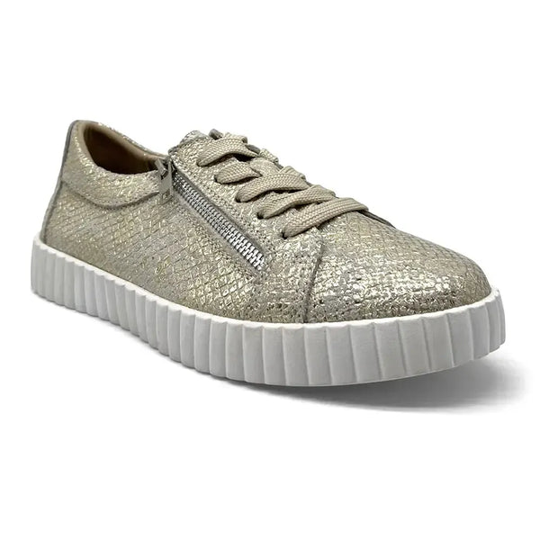 Julz Valentina Leather Sneaker - Gold Snake