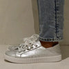 Julz Valentina Leather Sneaker With Star Detail - Matte Silver