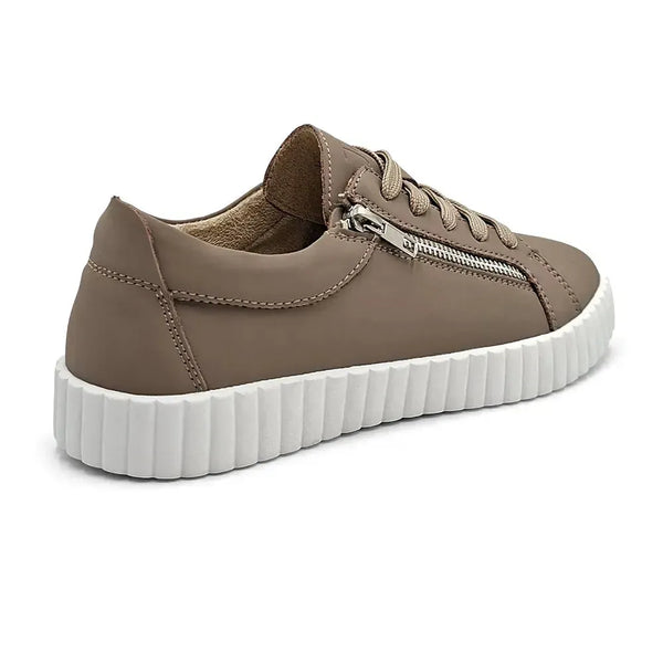 Julz Valentina With Zip Leather Sneaker - Coffee