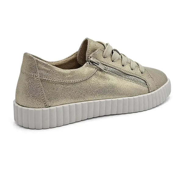 Julz Valentina With Zip Leather Sneaker - Gold Shimmer