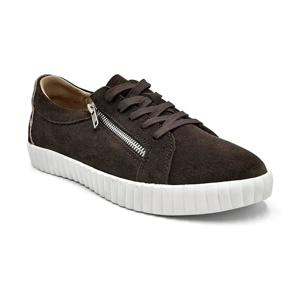 Julz Valentina With Zip Leather Sneaker - Leopard Black