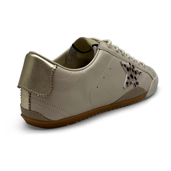 Julz Vespa Leather Sneaker - Beige Animal Star