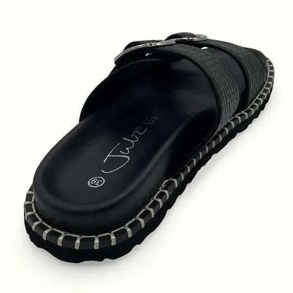 Julz Wesley Leather Sandal - Black