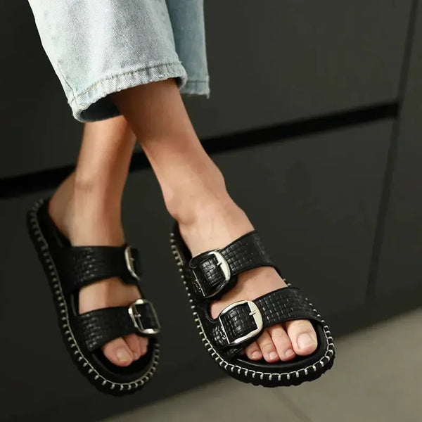 Julz Wesley Leather Sandal - Black