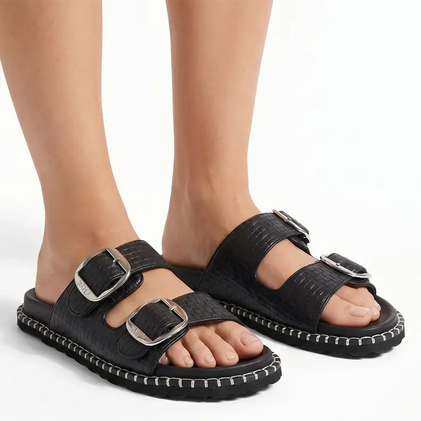 Julz Wesley Leather Sandal - Black