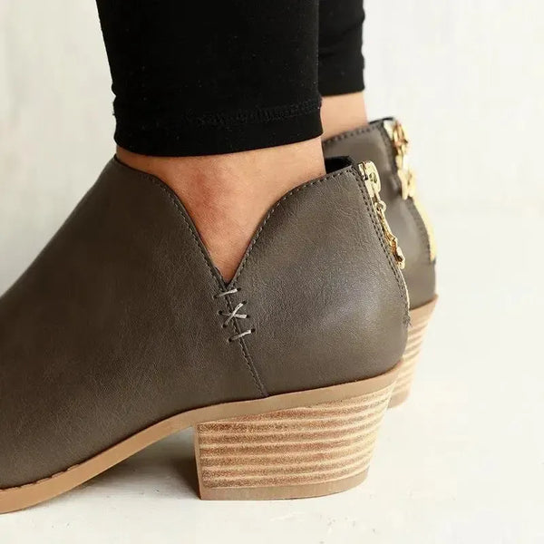 Julz Yada Leather Ankle Boot - Stone