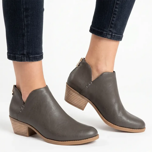 Julz Yada Leather Ankle Boot - Stone