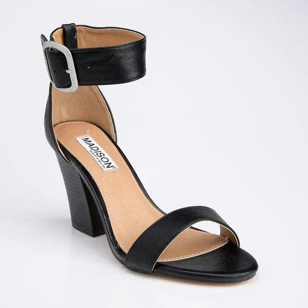 Madison Allan 4 Buckle Sandal-Heel - Black