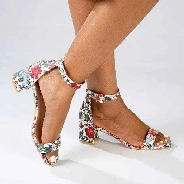 Madison Amira 3 Block Heel - White Floral