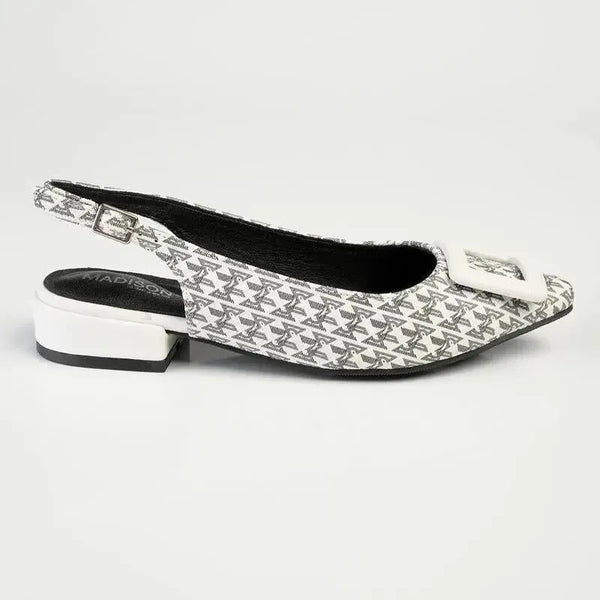 Madison Babette Closed Toe Printed Slingback - White Multi