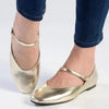 Madison Bambi Pump With Buckle Strap - Gold
