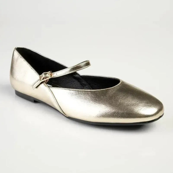 Madison Bambi Pump With Buckle Strap - Gold