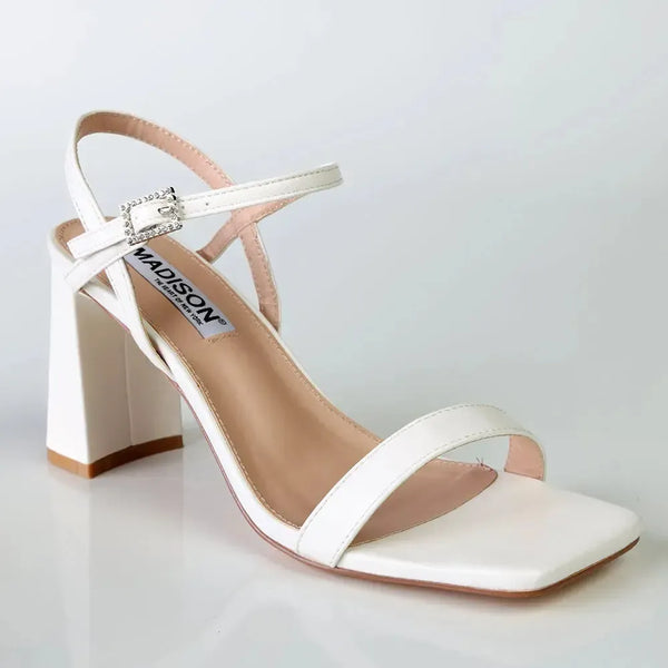 Madison Believe Strappy Block Heel Sandal - White