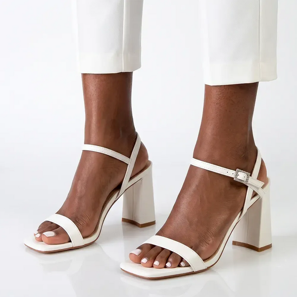 Madison Believe Strappy Block Heel Sandal - White