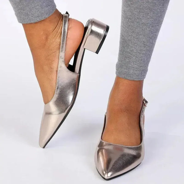 Madison Bellarose Low Block Heel Slingback Sandal - Gold