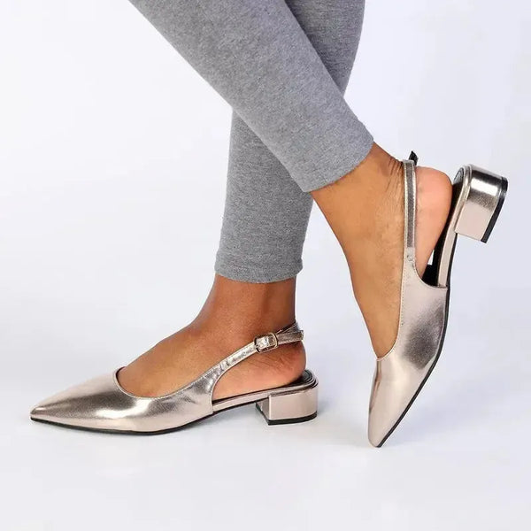 Madison Bellarose Low Block Heel Slingback Sandal - Gold