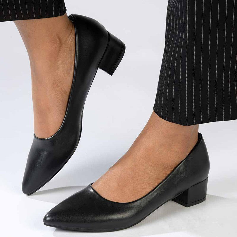 Madison Bernadette Low Block Heel Court Black Shoe Box Online