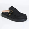 Madison Billie Fur Buckle Mule - Black