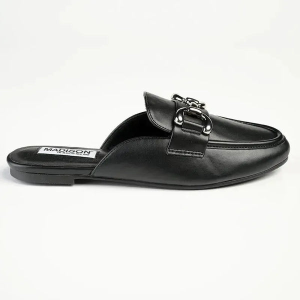Madison Braidy Flat Mule With Trim - Black