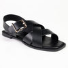 Madison Broad Strap Cross-over Sandals - Black