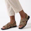 Madison Broad Strap Cross-over Sandals - Olive