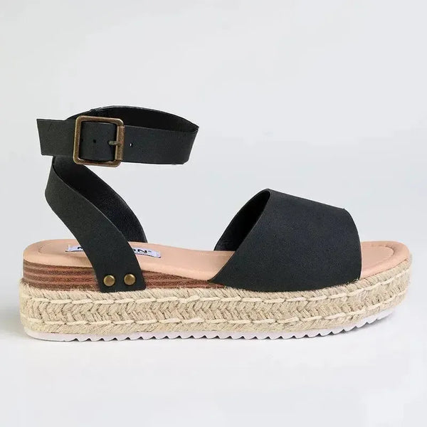 Madison Catherine Sleek Espadrille Sandal - Black
