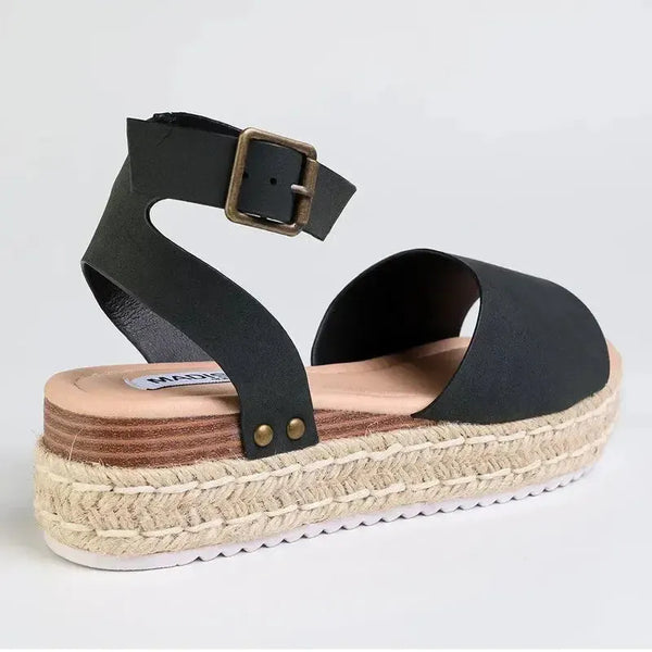 Madison Catherine Sleek Espadrille Sandal - Black