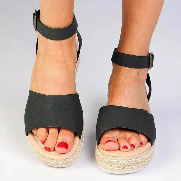 Madison Catherine Sleek Espadrille Sandal - Black