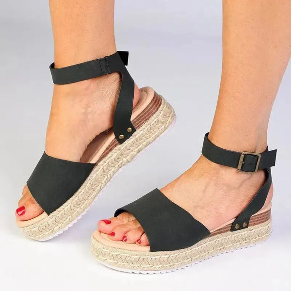 Madison Catherine Sleek Espadrille Sandal - Black