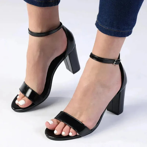 Madison Closed Back Ladies Sandal Heel - Black