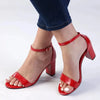 Madison Closed Back Ladies Sandal Heel - Red