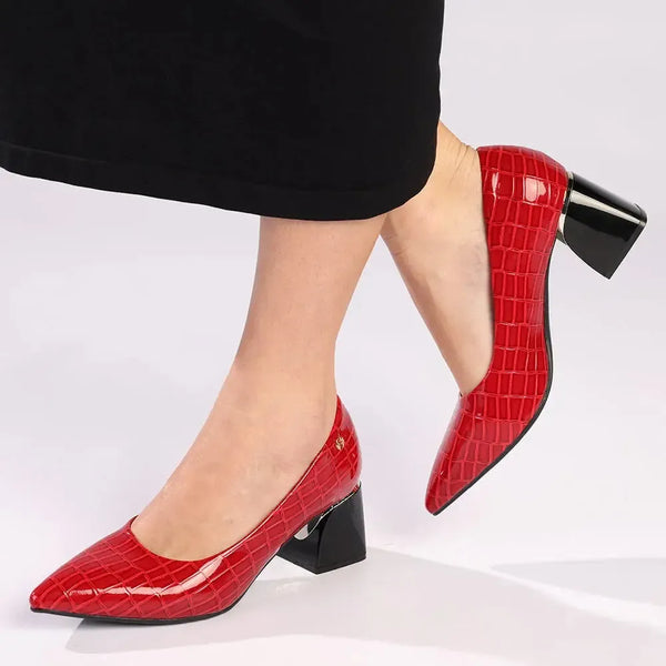 Madison Croc Print Court - Red