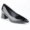 Madison Croc Print Formal Court Heel - Black Croc