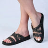 Madison Cross Strap Studded Sandal - Black