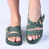 Madison Cross Strap Studded Sandal - Green