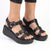 Madison Double Buckle Wedge Gladiator - Black