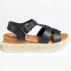 Madison Double Strap T-Bar Espadrille Sandal - Black
