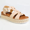 Madison Double Strap T-Bar Espadrille Sandal - Nude